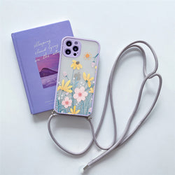 Flower Print Crossbody Case for Apple iPhone